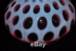 GORGEOUS Fenton Cranberry Opalescent Coin Dot Glass Shade for a 10 Fitter