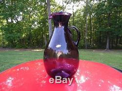 GORGEOUS HUGE VINTAGE BLENKO GLASS WINSLOW ANDERSON Air Trap Covered Pitcher