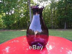 GORGEOUS HUGE VINTAGE BLENKO GLASS WINSLOW ANDERSON Air Trap Covered Pitcher