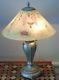 GORGEOUS! Hand Painted FENTON Glass Shade HUMMINGBIRD LAMP Marked
