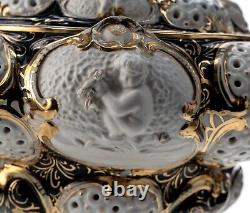Ginori Doccia Lidded Fruit Bowl Cherubs White Gold Rococo 1736 Late 19th Century