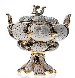 Ginori Doccia Lidded Fruit Bowl Cherubs White Gold Rococo 1736 Late 19th Century