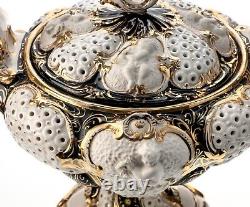 Ginori Doccia Lidded Fruit Bowl Cherubs White Gold Rococo 1736 Late 19th Century