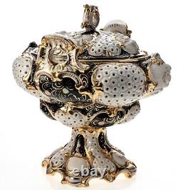 Ginori Doccia Lidded Fruit Bowl Cherubs White Gold Rococo 1736 Late 19th Century