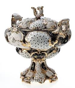 Ginori Doccia Lidded Fruit Bowl Cherubs White Gold Rococo 1736 Late 19th Century