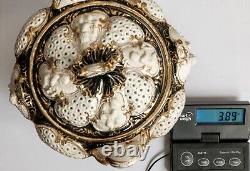Ginori Doccia Lidded Fruit Bowl Cherubs White Gold Rococo 1736 Late 19th Century