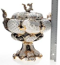Ginori Doccia Lidded Fruit Bowl Cherubs White Gold Rococo 1736 Late 19th Century