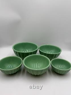 Gladding McBean Cocinero Bowl Set#5 To #9 Apple Green 5 Bowl Set Vintage