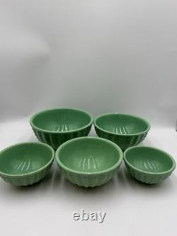 Gladding McBean Cocinero Bowl Set#5 To #9 Apple Green 5 Bowl Set Vintage