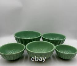 Gladding McBean Cocinero Bowl Set#5 To #9 Apple Green 5 Bowl Set Vintage