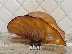 Gorgeous 2004 JOHN BARBER Art GLASS Iridescent Clam Shell BOWL Signed Dated