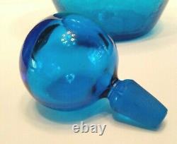Gorgeous Blenko 626 Turquoise Blue Crackle Glass Decanter Ball Stopper Husted