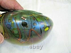 Gorgeous Cased Glass Iridescent Art Glass Bulbus Vase-Signed-James Norton