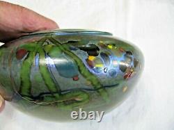 Gorgeous Cased Glass Iridescent Art Glass Bulbus Vase-Signed-James Norton