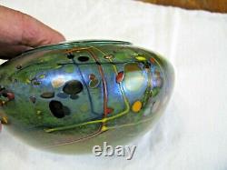 Gorgeous Cased Glass Iridescent Art Glass Bulbus Vase-Signed-James Norton