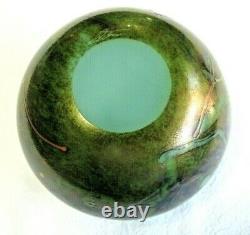 Gorgeous Cased Glass Iridescent Art Glass Bulbus Vase-Signed-James Norton