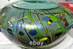 Gorgeous Cased Glass Iridescent Art Glass Bulbus Vase-Signed-James Norton