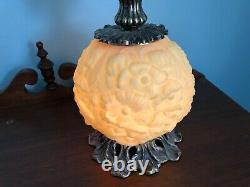 Gorgeous FENTON BURMESE GLASS Gone with the Wind Lamp Light POPPY