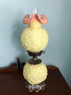 Gorgeous FENTON BURMESE GLASS Gone with the Wind Lamp Light POPPY