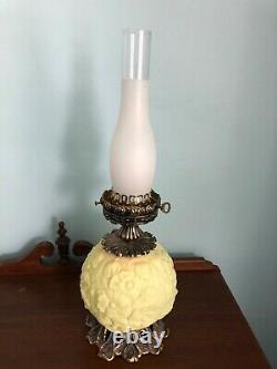 Gorgeous FENTON BURMESE GLASS Gone with the Wind Lamp Light POPPY