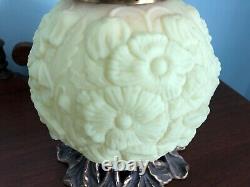 Gorgeous FENTON BURMESE GLASS Gone with the Wind Lamp Light POPPY