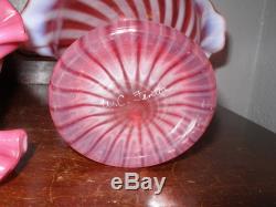 Gorgeous Fenton Cranberry Opalescent Spiral Optic One Horn Epergne Nr