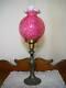 Gorgeous Fenton Daisy and Fern Lamp Cranberry Opalescent with Brass Base 27 Tall