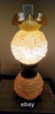 Gorgeous Fenton Gone With The Wind Peach Poppy Electric Lamp