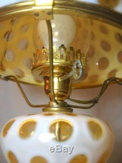 Gorgeous Fenton Honeysuckle Coin Dot Hanging Lamp Excellent Condition