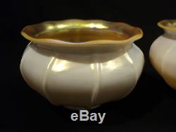 Gorgeous Pair Antique Steuben Carder Era Aurene / Calcite Art Glass Lamp Shades