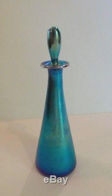 Gorgeous Steuben Carder Era Blue Aurene Art Glass 7 Perfume / Cologne Bottle