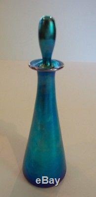 Gorgeous Steuben Carder Era Blue Aurene Art Glass 7 Perfume / Cologne Bottle