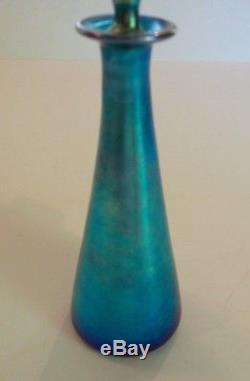 Gorgeous Steuben Carder Era Blue Aurene Art Glass 7 Perfume / Cologne Bottle