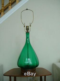 Gorgeous Vintage Blenko Green Glass Table Lamp