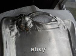 Gorgeous antique 1890 fine pewter serving tray with Art Nouveau tulip design