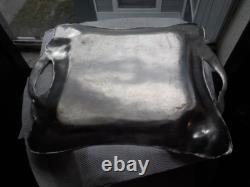 Gorgeous antique 1890 fine pewter serving tray with Art Nouveau tulip design