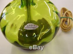 Green Blenko Blown Glass Lamp Mid Century Modern 4-1/2 Tall Glass Finial