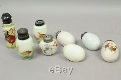Group of 8 Antique 19c Mt Washington Art Glass Salt Pepper Shakers incl Vaseline