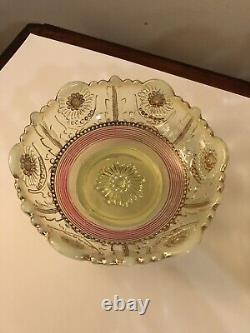 HTF EAPG Northwood Vaseline Opalescent Jewel & Flower Berry Bowl Set Uranium