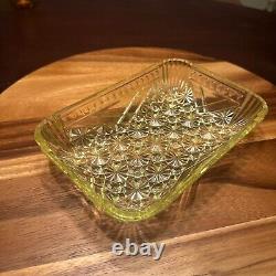 HTF Uranium EAPG Richards & Hartley Vaseline Daisy & Button Crossbars Bowl Dish