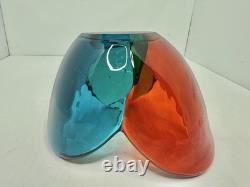 HTF Vintage MCM Blenko Glass 5831 Tri-Color Bowl Wayne Husted 1yr Sandblasted