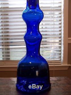Huge 25+ Brilliant Cobalt Blue Blenko Chess Piece Art Glass Decanter
