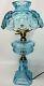 HUGE Colonial/Turquoise/Light Blue Glass/LG Wright/Fenton Moon &Stars Table Lamp