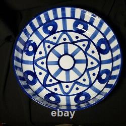 HUGE Dansk 13.5 Inches Arabesque Cobalt Blue & White Serving Bowl