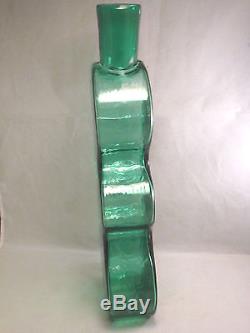 HUGE genuine BLENKO TEAL VASE glass bottle AQUA GREEN