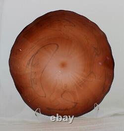 Hand Blown Glass Art Wall Platter Bowl Plate Marble ONEIL 2700 peach