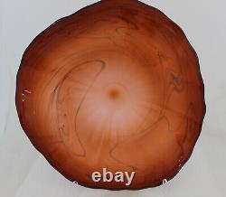 Hand Blown Glass Art Wall Platter Bowl Plate Marble ONEIL 2700 peach