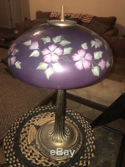 Hand Painted Mulberry Fenton Lamp Limited #406 Of 500 Artist P. Lane