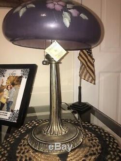 Hand Painted Mulberry Fenton Lamp Limited #406 Of 500 Artist P. Lane