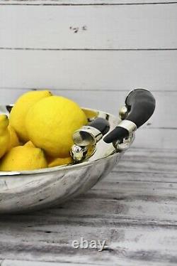 Handmade German Silver Bowl with Antler Handles